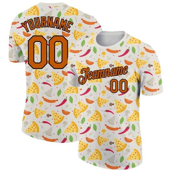 Custom Light Gray Texas Orange-Black 3D Pattern Design Food Pizza Performance T-Shirt Custom Light Gray Texas Orange-Black 3D Pattern Design Food Pizza Performance T-Shirt