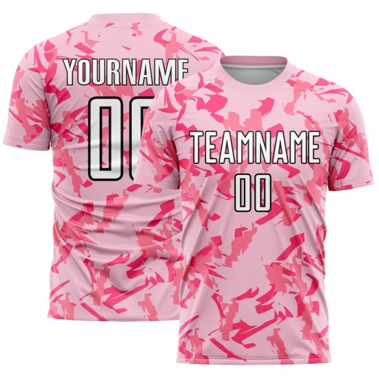 Custom Light Pink Black-Pink Abstract Geometric Pattern Sublimation Uniform Jersey Custom Light Pink Black-Pink Abstract Geometric Pattern Sublimation Uniform Jersey
