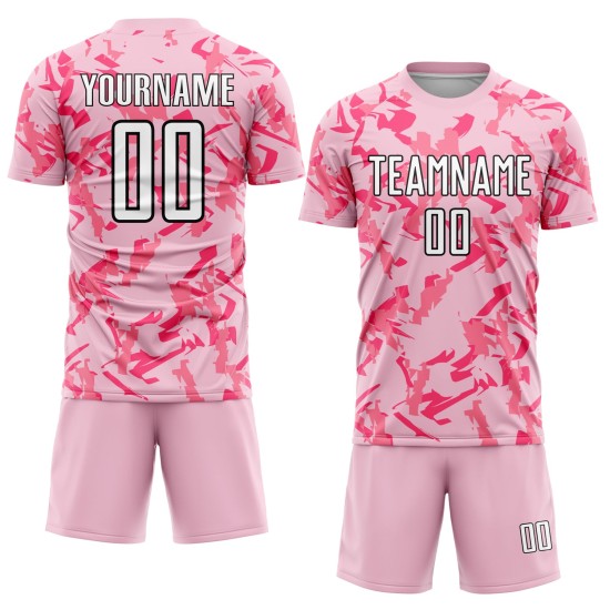 Custom Light Pink Black-Pink Abstract Geometric Pattern Sublimation Uniform Jersey Custom Light Pink Black-Pink Abstract Geometric Pattern Sublimation Uniform Jersey