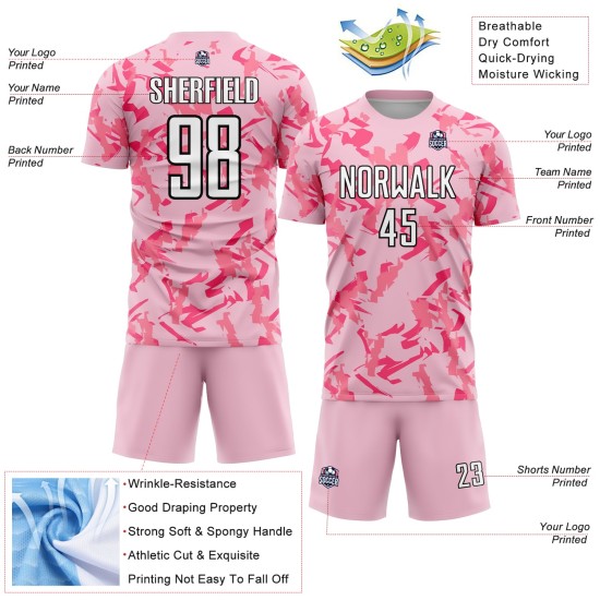 Custom Light Pink Black-Pink Abstract Geometric Pattern Sublimation Uniform Jersey Custom Light Pink Black-Pink Abstract Geometric Pattern Sublimation Uniform Jersey