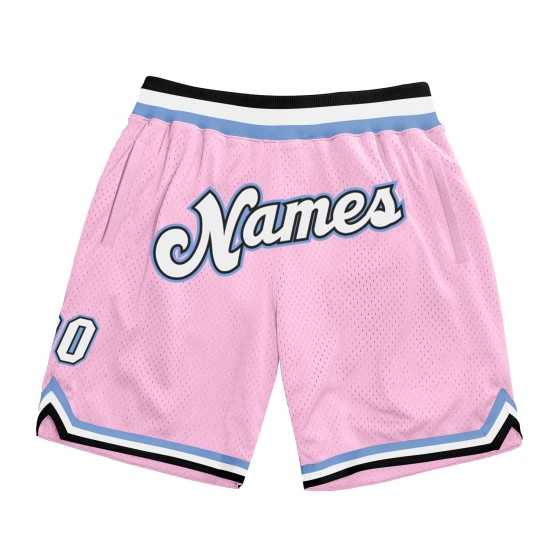 Custom Light Pink White-Light Blue Authentic Throwback Shorts Custom Light Pink White-Light Blue Authentic Throwback Shorts
