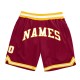 Custom Maroon White-Gold Authentic Throwback Shorts Custom Maroon White-Gold Authentic Throwback Shorts