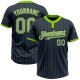 Custom Navy Neon Green Pinstripe Gray Two-Button Unisex Jersey Custom Navy Neon Green Pinstripe Gray Two-Button Unisex Jersey
