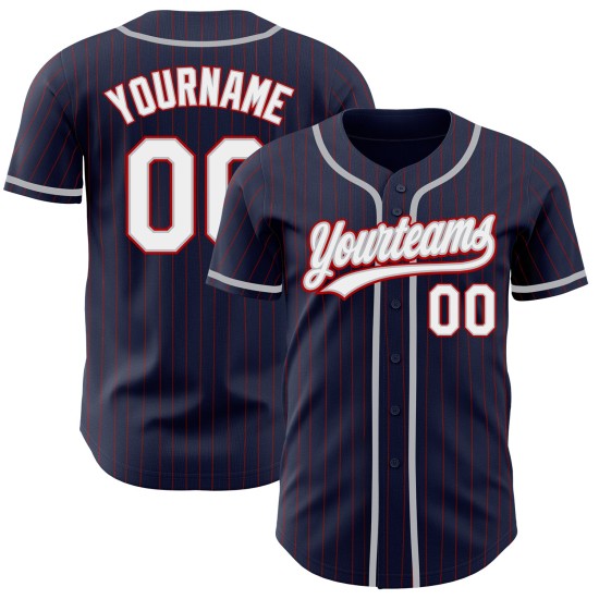 Custom Navy Red Pinstripe White-Gray Authentic rugby Jersey Custom Navy Red Pinstripe White-Gray Authentic rugby Jersey