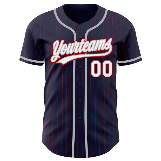 Custom Navy Red Pinstripe White-Gray Authentic rugby Jersey Custom Navy Red Pinstripe White-Gray Authentic rugby Jersey