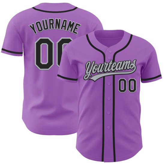 Custom Medium Purple Black-Gray Authentic rugby Jersey Custom Medium Purple Black-Gray Authentic rugby Jersey