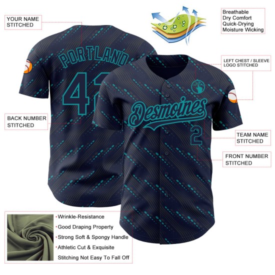Custom Navy Teal 3D Pattern Design Slant Lines Authentic rugby Jersey Custom Navy Teal 3D Pattern Design Slant Lines Authentic rugby Jersey