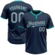 Custom Navy Teal Pinstripe Gray Two-Button Unisex Jersey Custom Navy Teal Pinstripe Gray Two-Button Unisex Jersey