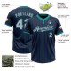 Custom Navy Teal Pinstripe Gray Two-Button Unisex Jersey Custom Navy Teal Pinstripe Gray Two-Button Unisex Jersey