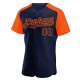 Custom Navy Orange Authentic Raglan Sleeves rugby Jersey Custom Navy Orange Authentic Raglan Sleeves rugby Jersey