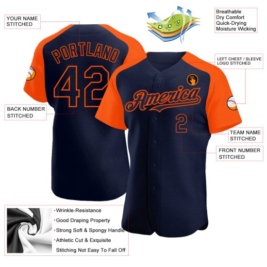 Custom Navy Orange Authentic Raglan Sleeves rugby Jersey Custom Navy Orange Authentic Raglan Sleeves rugby Jersey