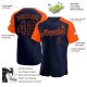 Custom Navy Orange Authentic Raglan Sleeves rugby Jersey Custom Navy Orange Authentic Raglan Sleeves rugby Jersey