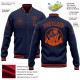 Custom Navy Orange Bomber Full-Snap Varsity Letterman Jacket Custom Navy Orange Bomber Full-Snap Varsity Letterman Jacket