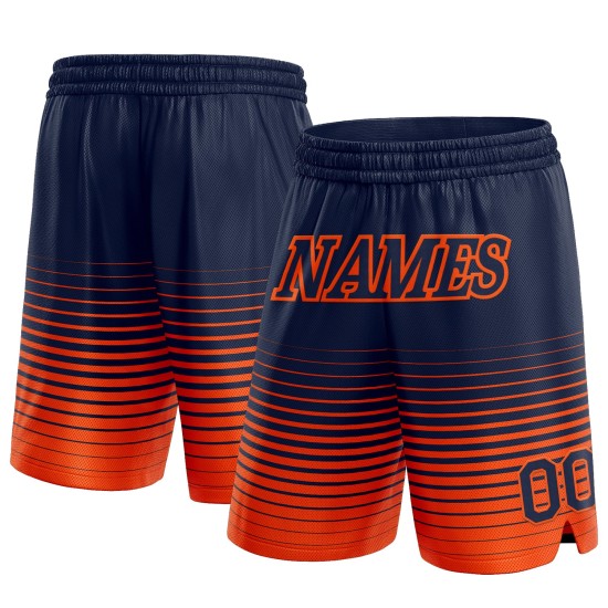 Custom Navy Orange Pinstripe Fade Fashion Authentic Shorts Custom Navy Orange Pinstripe Fade Fashion Authentic Shorts