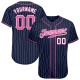 Custom Navy White Pinstripe Pink-White Authentic rugby Jersey Custom Navy White Pinstripe Pink-White Authentic rugby Jersey