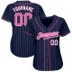 Custom Navy White Pinstripe Pink-White Authentic rugby Jersey Custom Navy White Pinstripe Pink-White Authentic rugby Jersey