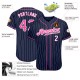 Custom Navy White Pinstripe Pink-White Authentic rugby Jersey Custom Navy White Pinstripe Pink-White Authentic rugby Jersey