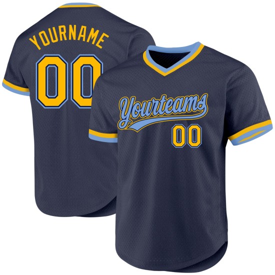 Custom Navy Gold-Light Blue Authentic Throwback rugby Jersey Custom Navy Gold-Light Blue Authentic Throwback rugby Jersey