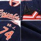 Custom Navy Orange-White Bomber Full-Snap Varsity Letterman Jacket Custom Navy Orange-White Bomber Full-Snap Varsity Letterman Jacket