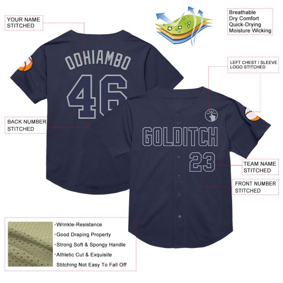 Custom Navy Gray Mesh Authentic Throwback rugby Jersey Custom Navy Gray Mesh Authentic Throwback rugby Jersey
