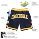 Custom Navy White-Gold Authentic Throwback Shorts Custom Navy White-Gold Authentic Throwback Shorts