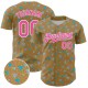 Custom Old Gold Pink-White 3D Pattern Design Geometric Shape Authentic rugby Jersey Custom Old Gold Pink-White 3D Pattern Design Geometric Shape Authentic rugby Jersey