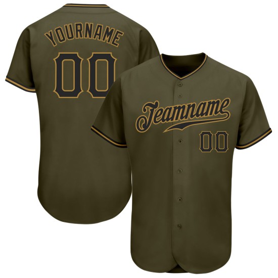 Custom Olive Black-Old Gold Authentic Salute To Service rugby Jersey Custom Olive Black-Old Gold Authentic Salute To Service rugby Jersey