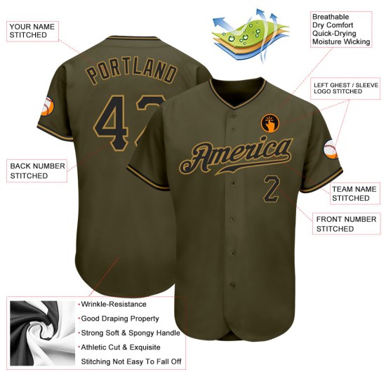 Custom Olive Black-Old Gold Authentic Salute To Service rugby Jersey Custom Olive Black-Old Gold Authentic Salute To Service rugby Jersey