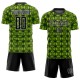 Custom Neon Green Black-White Geometric Shapes Sublimation Uniform Jersey Custom Neon Green Black-White Geometric Shapes Sublimation Uniform Jersey
