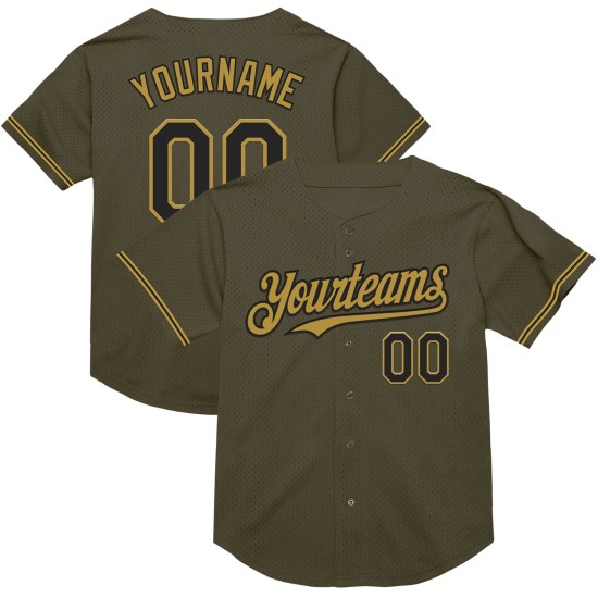 Custom Olive Black-Old Gold Mesh Authentic Throwback Salute To Service rugby Jersey Custom Olive Black-Old Gold Mesh Authentic Throwback Salute To Service rugby Jersey