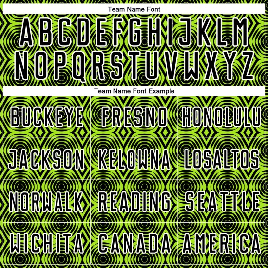 Custom Neon Green Black-White Geometric Shapes Sublimation Uniform Jersey Custom Neon Green Black-White Geometric Shapes Sublimation Uniform Jersey