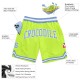 Custom Neon Green Light Blue-White Authentic Throwback Shorts Custom Neon Green Light Blue-White Authentic Throwback Shorts