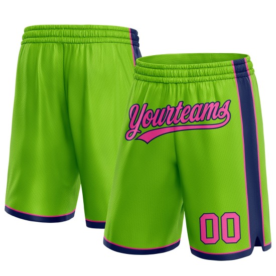 Custom Neon Green Pink-Navy Authentic Shorts Custom Neon Green Pink-Navy Authentic Shorts