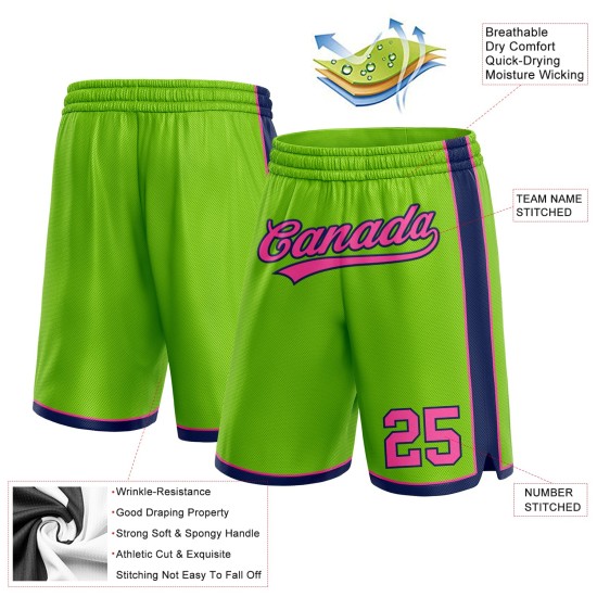 Custom Neon Green Pink-Navy Authentic Shorts Custom Neon Green Pink-Navy Authentic Shorts