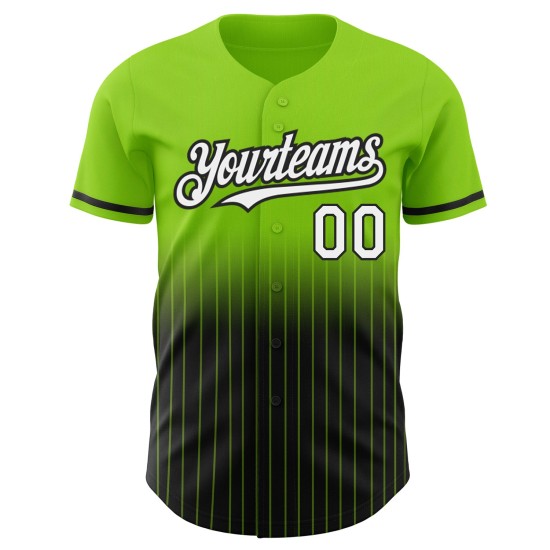 Custom Neon Green Pinstripe White-Black Authentic Fade Fashion rugby Jersey Custom Neon Green Pinstripe White-Black Authentic Fade Fashion rugby Jersey