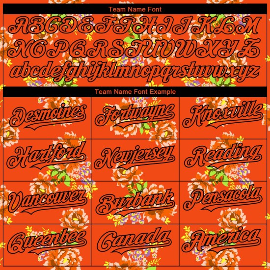 Custom Orange Black 3D Pattern Design Northeast China Big Flower Authentic rugby Jersey Custom Orange Black 3D Pattern Design Northeast China Big Flower Authentic rugby Jersey