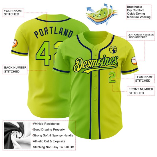 Custom Neon Yellow Neon Green-Navy Authentic Gradient Fashion rugby Jersey Custom Neon Yellow Neon Green-Navy Authentic Gradient Fashion rugby Jersey