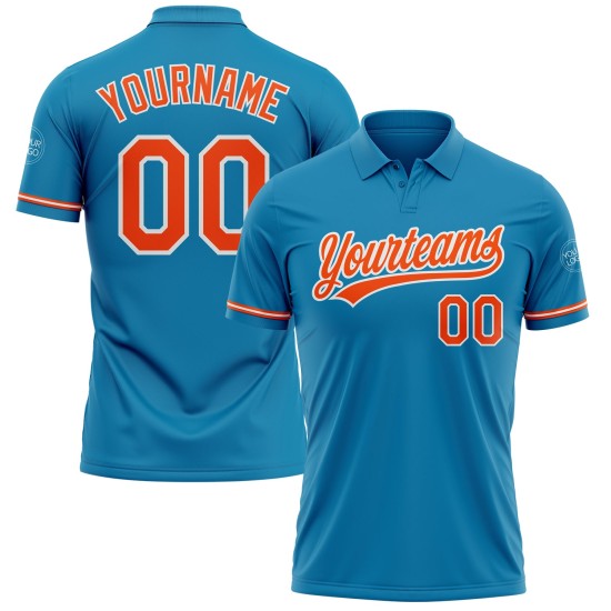 Custom Panther Blue Orange-White Performance Vapor Golf Polo Shirt Custom Panther Blue Orange-White Performance Vapor Golf Polo Shirt