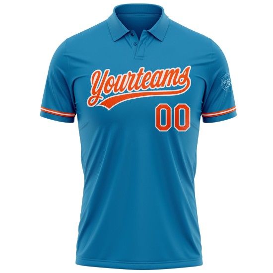 Custom Panther Blue Orange-White Performance Vapor Golf Polo Shirt Custom Panther Blue Orange-White Performance Vapor Golf Polo Shirt