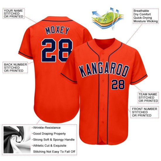 Custom Orange Navy-White Authentic rugby Jersey Custom Orange Navy-White Authentic rugby Jersey