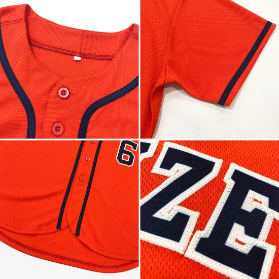Custom Orange Navy-White Authentic rugby Jersey Custom Orange Navy-White Authentic rugby Jersey