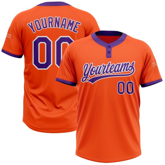 Custom Orange Purple-White Two-Button Unisex Jersey Custom Orange Purple-White Two-Button Unisex Jersey