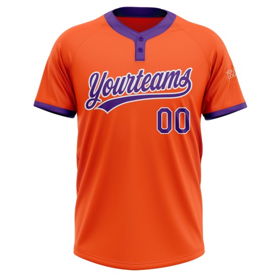 Custom Orange Purple-White Two-Button Unisex Jersey Custom Orange Purple-White Two-Button Unisex Jersey
