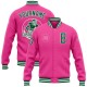 Custom Pink Kelly Green-White Bomber Full-Snap Varsity Letterman Jacket Custom Pink Kelly Green-White Bomber Full-Snap Varsity Letterman Jacket