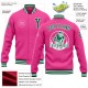 Custom Pink Kelly Green-White Bomber Full-Snap Varsity Letterman Jacket Custom Pink Kelly Green-White Bomber Full-Snap Varsity Letterman Jacket