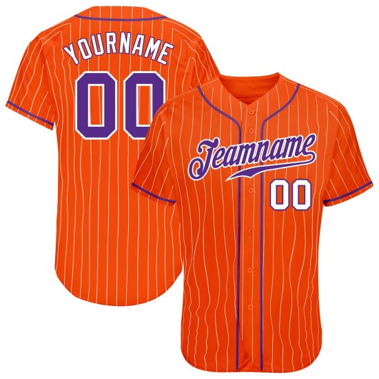 Custom Orange White Pinstripe Purple-White Authentic rugby Jersey Custom Orange White Pinstripe Purple-White Authentic rugby Jersey