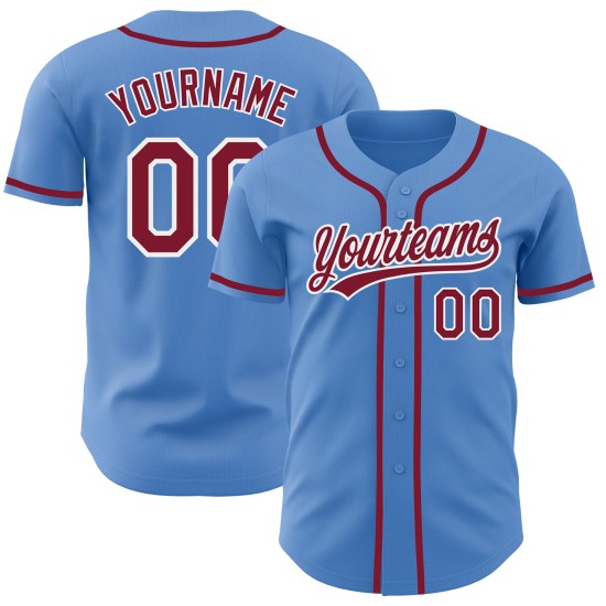 Custom Powder Blue Crimson-White Authentic rugby Jersey Custom Powder Blue Crimson-White Authentic rugby Jersey