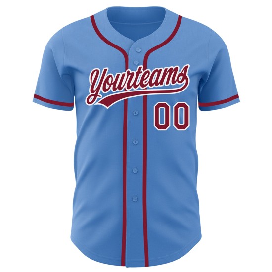 Custom Powder Blue Crimson-White Authentic rugby Jersey Custom Powder Blue Crimson-White Authentic rugby Jersey