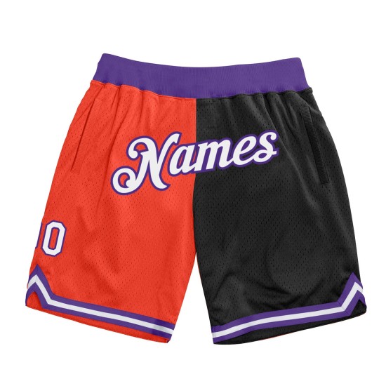Custom Orange White-Black Authentic Throwback Split Fashion Shorts Custom Orange White-Black Authentic Throwback Split Fashion Shorts