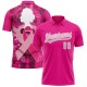 Custom Pink Light Pink-White 3D Pink Ribbon Breast Cancer Awareness Month Women Health Care Support Performance Polo Shirt Custom Pink Light Pink-White 3D Pink Ribbon Breast Cancer Awareness Month Women Health Care Support Performance Polo Shirt